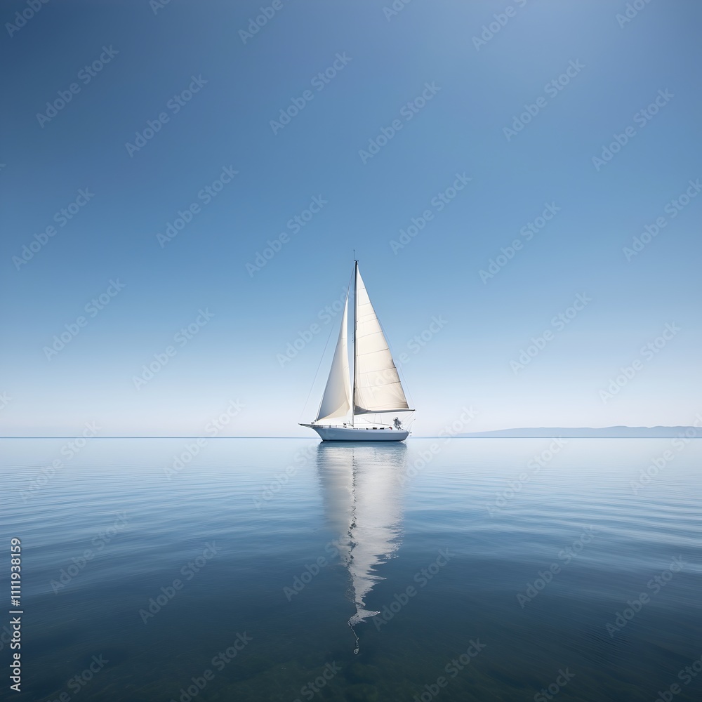 Fototapeta premium Sailboat Beneath a Vast Sky