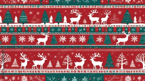 Festive Knitted Pattern: Christmas North with Deers
 photo