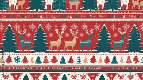 Festive Knitted Pattern: Christmas North with Deers
 photo