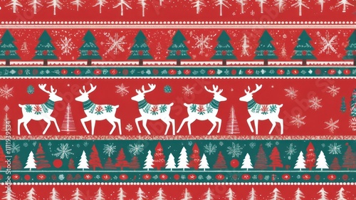 Festive Knitted Pattern: Christmas North with Deers
 photo
