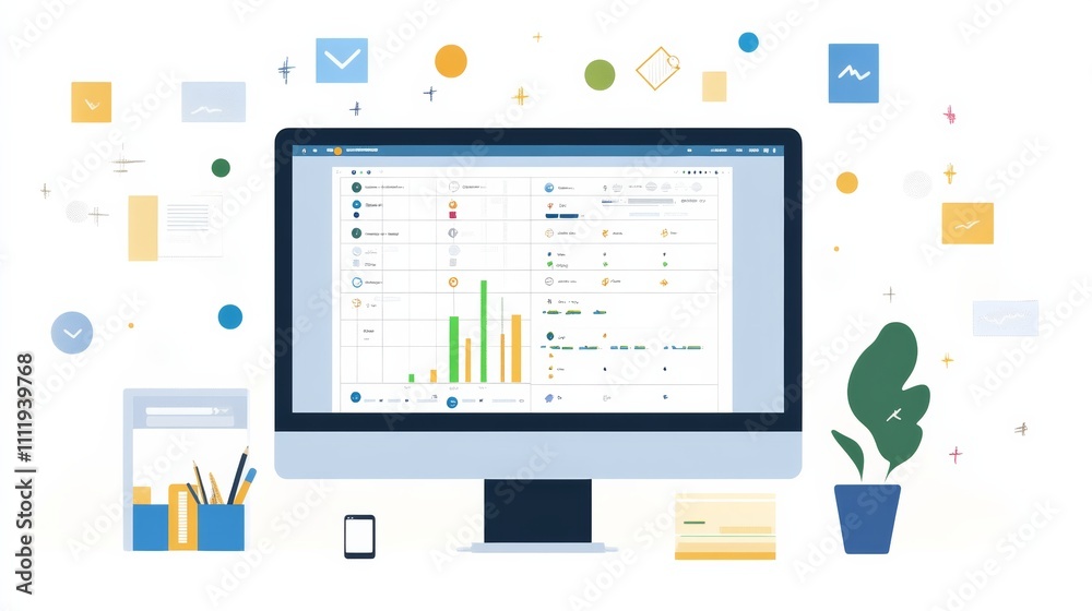 Freelance project management tools on a computer screen, charts, and task timelines Freelance project management tools on a computer screen, charts, and task timelines