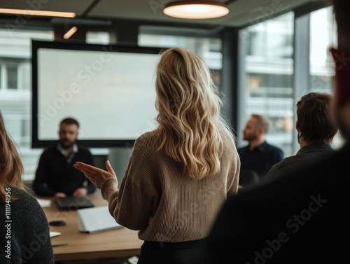 Focused Businesswoman in Modern Office, Leadership and Innovation at Work 