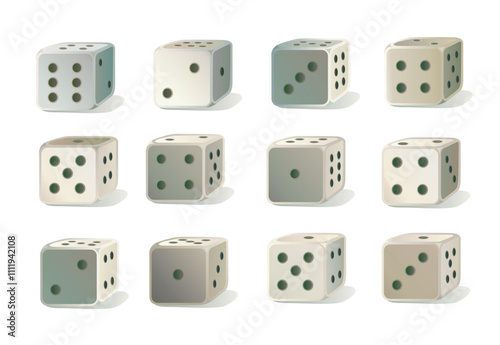 different types dice game icon gambling poker cubes casino win dices isolated on white background