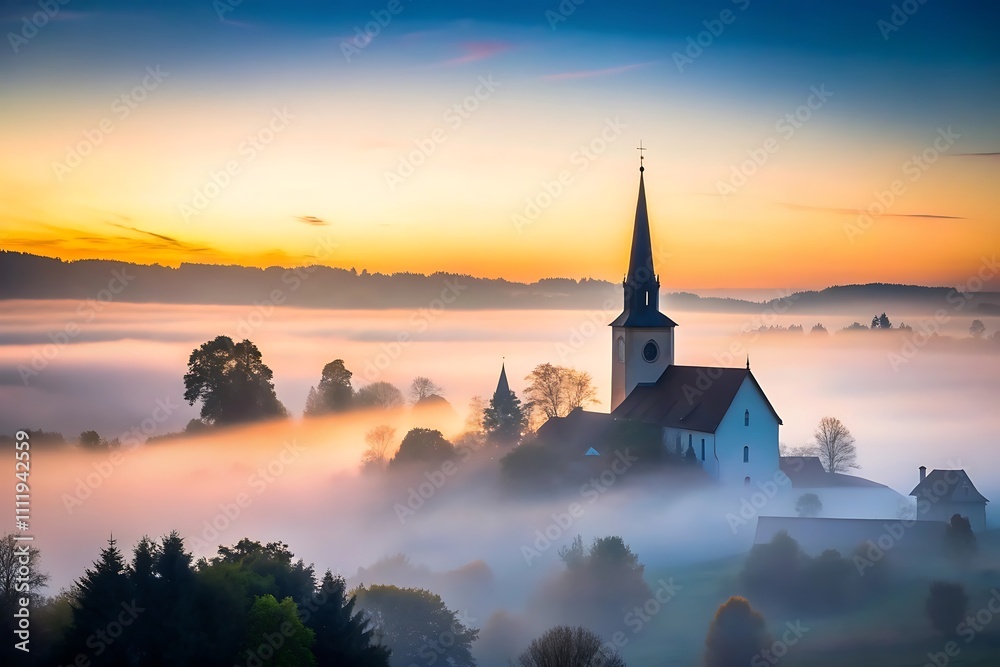 Fototapeta premium This collection of creative and unique background images captures the serene beauty of fog in nature, bustling cities, and tranquil villages. Featuring soft, misty textures, and atmospheric details, t