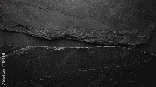 Dark Textured Surface with Visible Veins and Imperfections - Stone-Like Material, Rough Texture, Black with Grayish Undertones, Flat Surface, Natural Elements, Solid Background, Subtle Detailing, Eleg photo