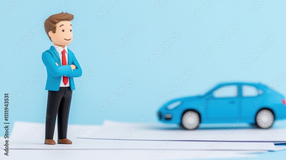 Businessman with Toy Car Model Businessman with Toy Car Model