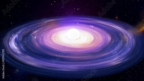 Swirling Purple and Orange Galaxy with Bright Center, Stars and Nebula Clouds