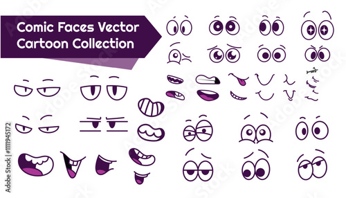 Comic faces cartoon vector collection design photo