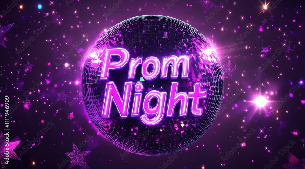 Neon purple disco ball background with the words Neon purple disco ball background with the words