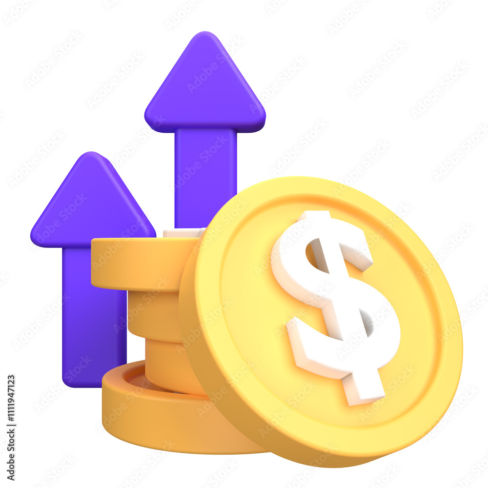 3D Business Profit Icon 3D Business Profit Icon