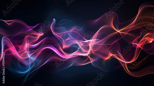 Abstract colorful smoke is waving and flowing smoothly creating a beautiful and vibrant design on dark background