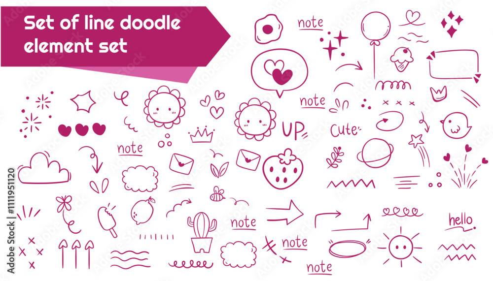 set of doodle element set design set of doodle element set design
