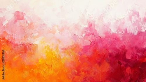 Abstract Oil Painting with Red, Orange, and Pink Hues photo