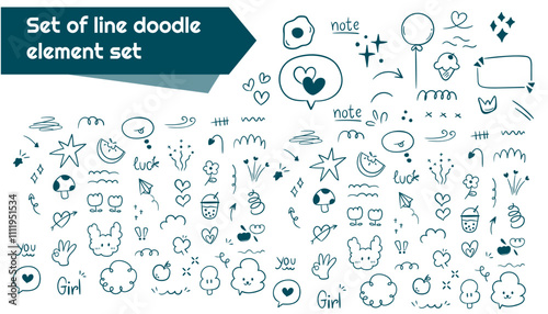 set of doodle element set design