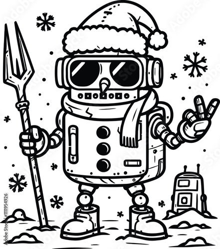 Frosty Bot Adventures A Winter Robot Coloring Fun, 
Icy Gears and Snowy Dreams Winter Robots to Color