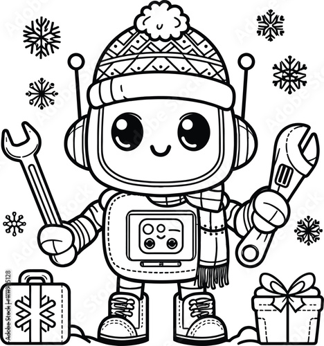 Frosty Bot Adventures A Winter Robot Coloring Fun, 
Icy Gears and Snowy Dreams Winter Robots to Color
