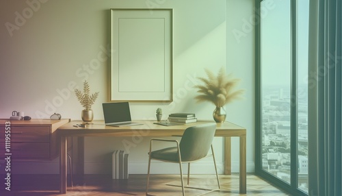 Frame mockup  ISO A paper size. Living room wall poster mockup. Interior mockup with house background. Modern interior design. 3D render. Modern Minimalist Frame and Blank Poster Background Design 