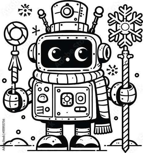 Frosty Bot Adventures A Winter Robot Coloring Fun, 
Icy Gears and Snowy Dreams Winter Robots to Color