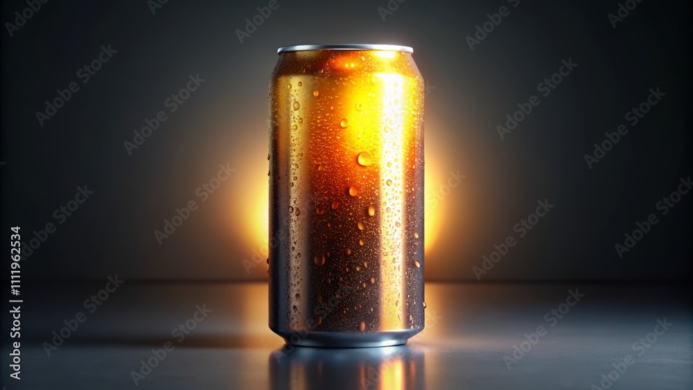 High-Resolution Mockup of a 350ml Energy Drink Soda Can Isolated on Light Grey Background for Night Photography with Reflections and Dramatic Lighting Effects High-Resolution Mockup of a 350ml Energy Drink Soda Can Isolated on Light Grey Background for Night Photography with Reflections and Dramatic Lighting Effects