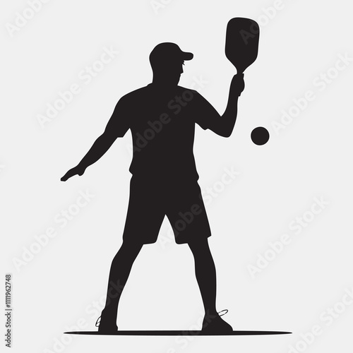 Silhouette Pickleball Players in Action - Dynamic Sports Poses