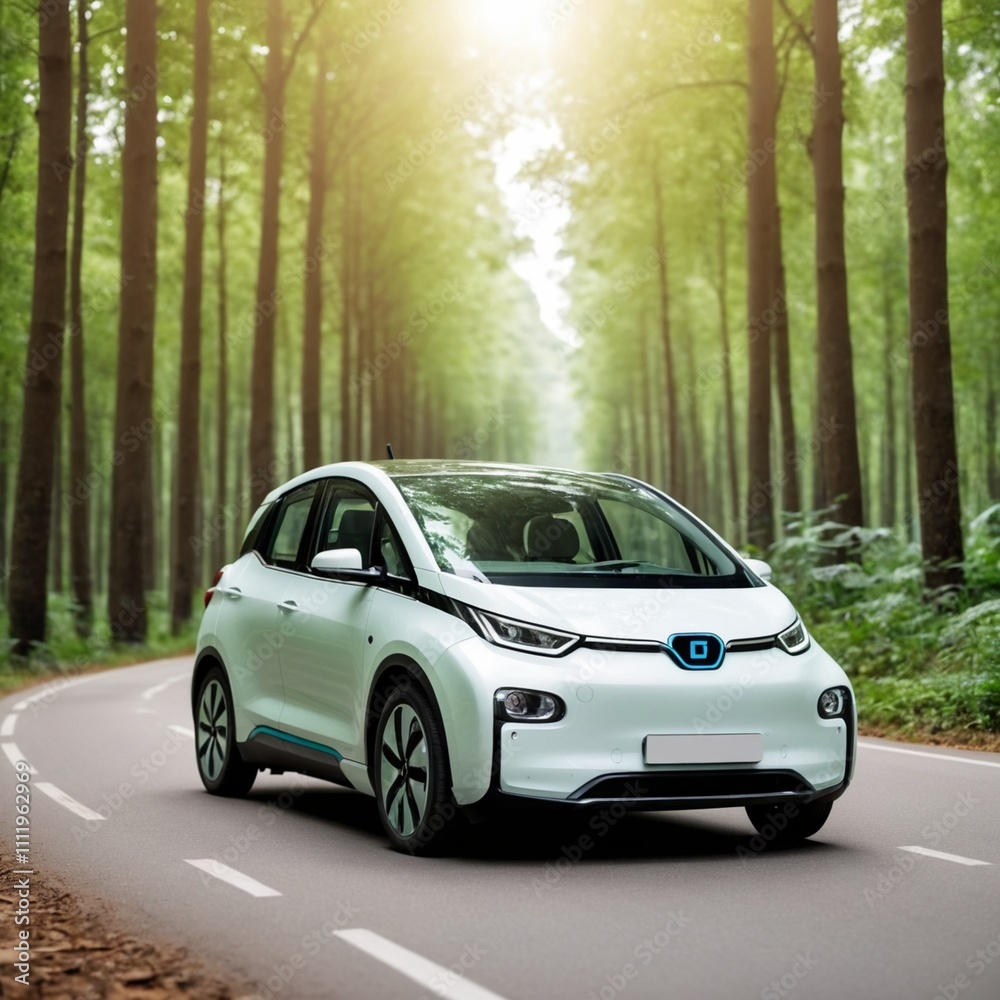 EV car, Electric car or hydrogen energy car on road midst forest and natural. Environmental friendly travel. Sustainable transportation and green logistic to Net zero carbon emission for Save earth. EV car, Electric car or hydrogen energy car on road midst forest and natural. Environmental friendly travel. Sustainable transportation and green logistic to Net zero carbon emission for Save earth.
