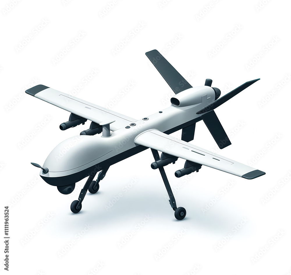 Isolated vector illustration of military drone on white background. Isolated vector illustration of military drone on white background.