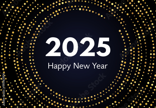 2025 Happy New Year of gold glitter pattern