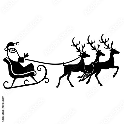 Santa Claus sleigh, Santa Sleigh Silhouette Vector, Santa Claus Sleigh Vector Art