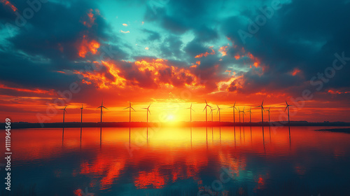 windpark in sunset photo