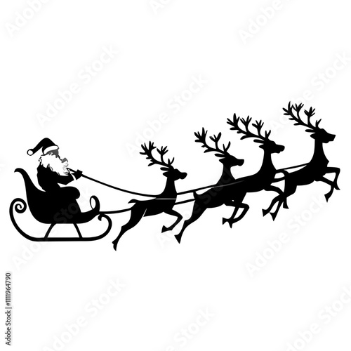 Santa Claus sleigh, Santa Sleigh Silhouette Vector, Santa Claus Sleigh Vector Art