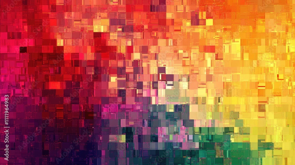 Abstract colorful mosaic background with vibrant hues and pixelated texture.