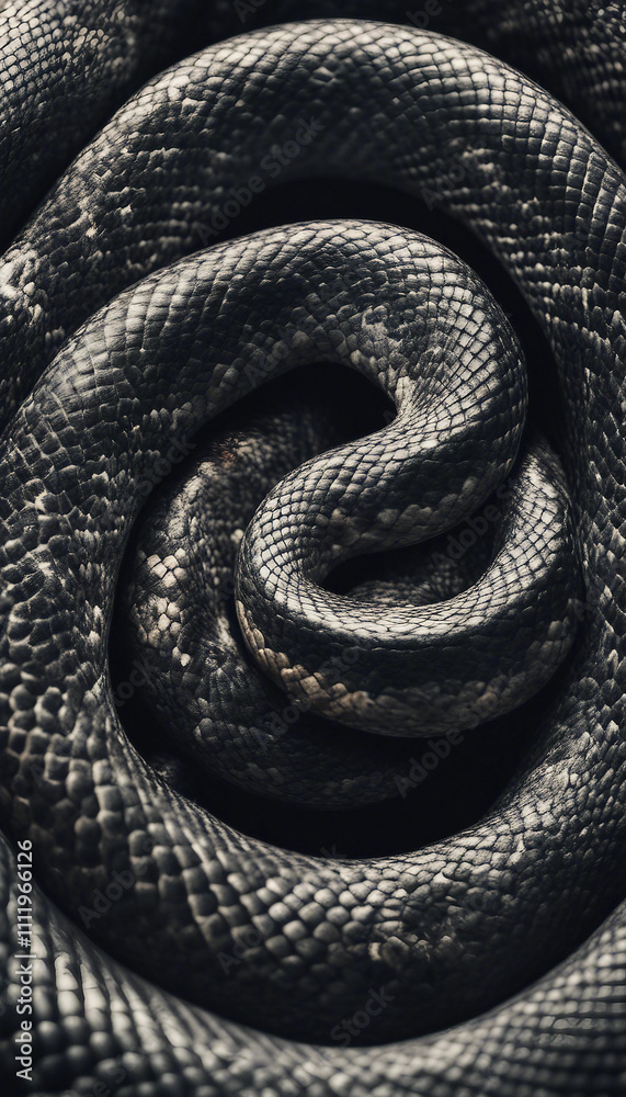 Intricate black snake illustration vertical Intricate black snake illustration vertical