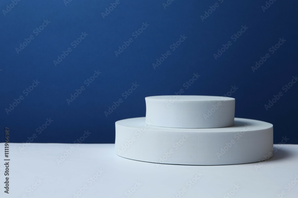 White podiums on two-tone background White podiums on two-tone background
