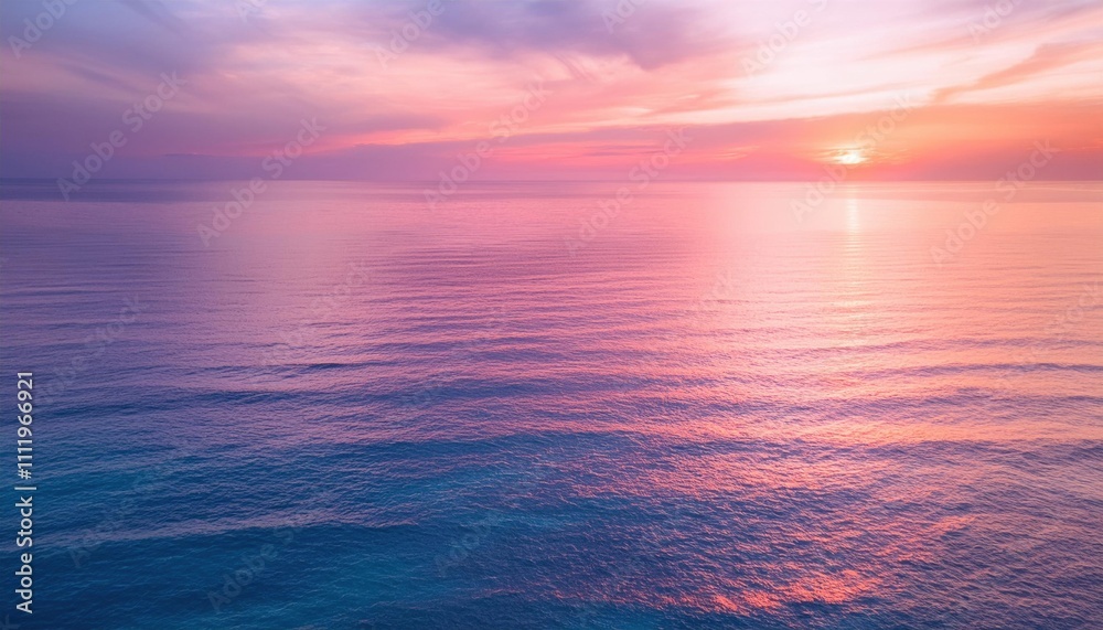 Naklejka premium Sunset over the ocean with a boat in the distance