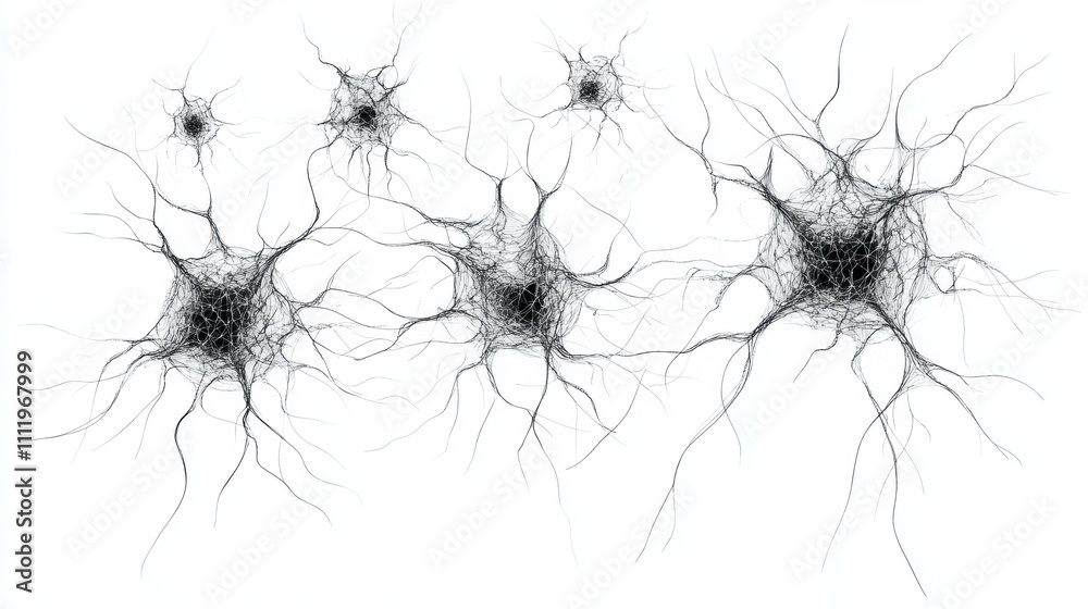 Artistic illustration of neurons showcasing their intricate structures and connections. Artistic illustration of neurons showcasing their intricate structures and connections.