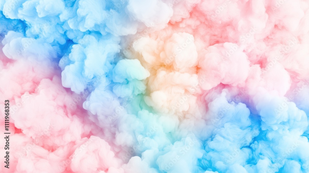 Fototapeta premium Colorful pastel cloud formation with soft blue, pink, and white hues