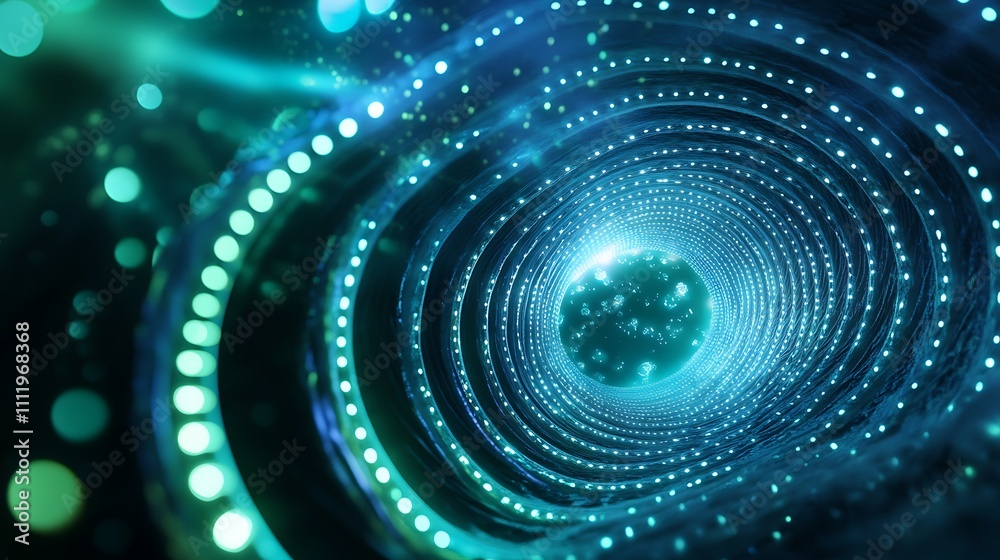 Fototapeta premium Abstract Futuristic Background with Glowing Particles and Swirling Light Effects in a Space Environment