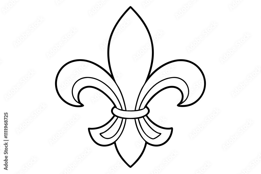 A simple Fleur de Lis line art vector white background A simple Fleur de Lis line art vector white background