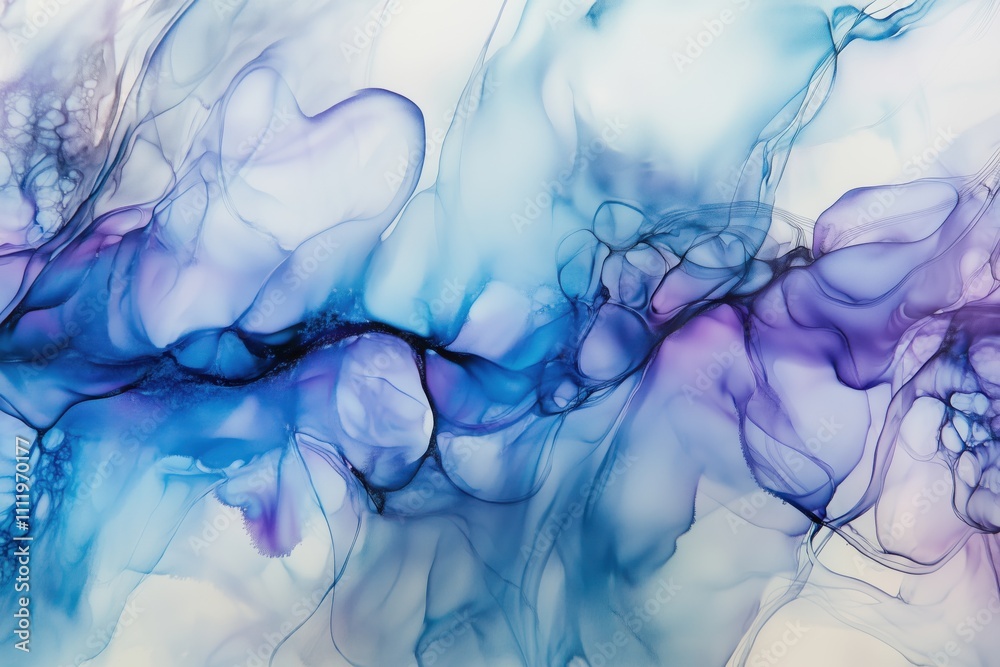 Abstract fluid art with blue and purple ethereal shapes and flowing textures Abstract fluid art with blue and purple ethereal shapes and flowing textures