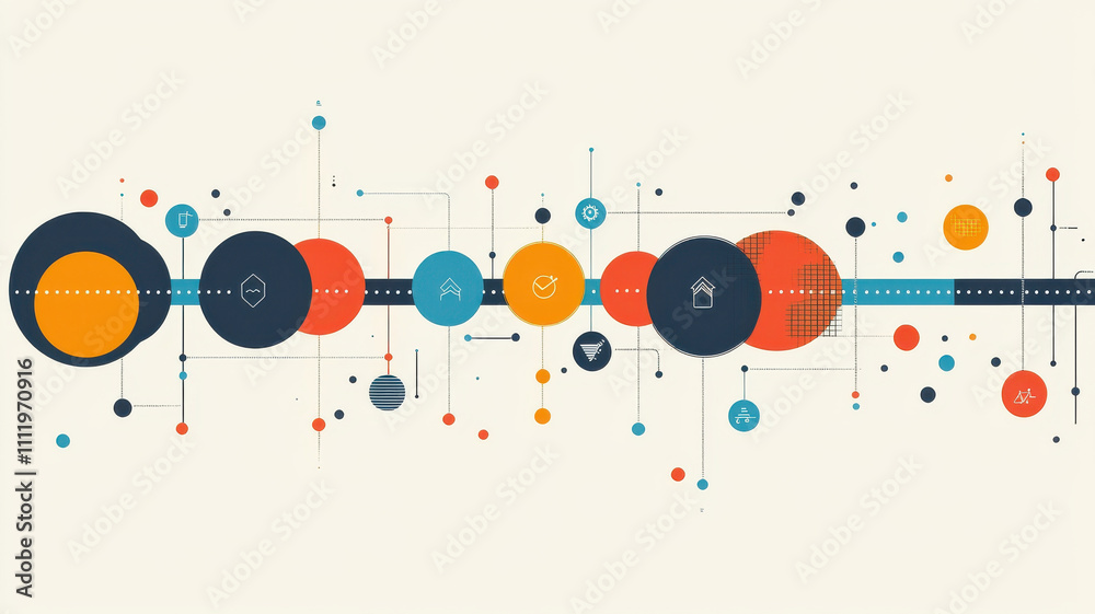 colorful timeline graph concept. flat style timeline design with colorful circles and icons colorful timeline graph concept. flat style timeline design with colorful circles and icons