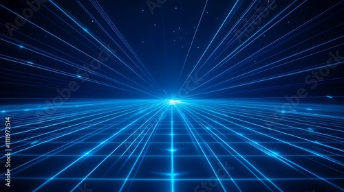Wallpaper Mural Futuristic Abstract Background with Blue Light Rays and Grid Lines in Deep Space Setting Torontodigital.ca