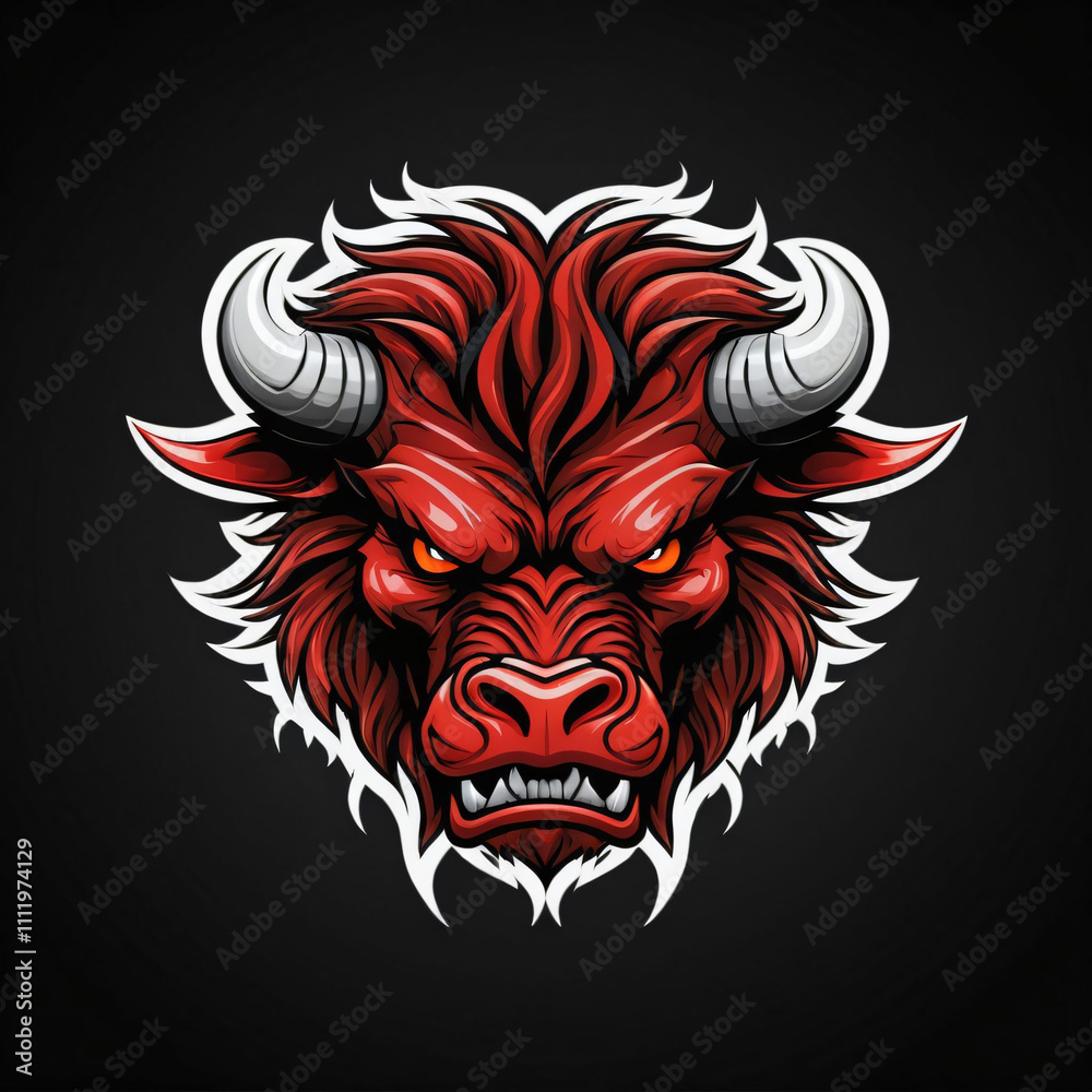 illustration of red devil head