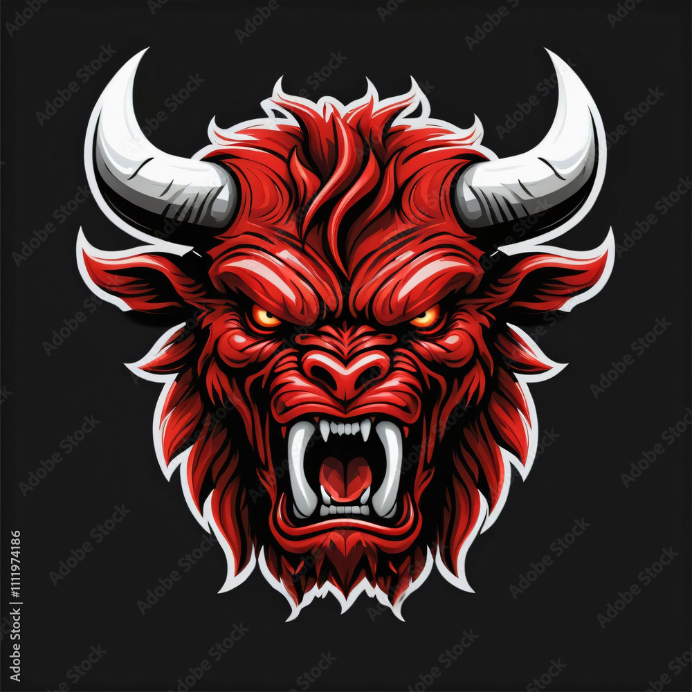 illustration of red devil head