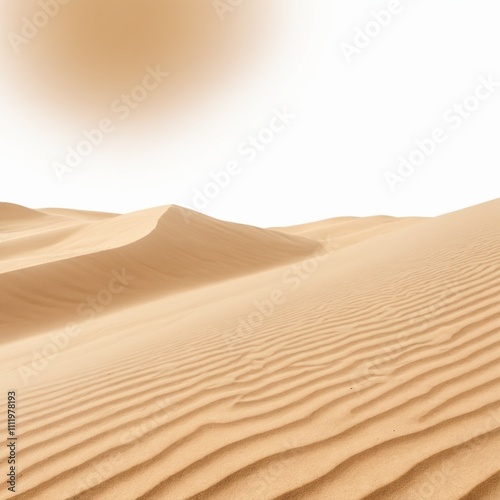 Pile desert sand dune isolated on white background, clipping path