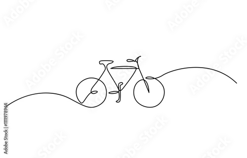 Bike vector illustration in one continuous editable line drawing style, Continuous one line drawing of bike or bicycle vector minimalism design, Bicycle Continuous Line Icon.