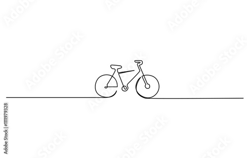 Bike vector illustration in one continuous editable line drawing style, Continuous one line drawing of bike or bicycle vector minimalism design, Bicycle Continuous Line Icon.