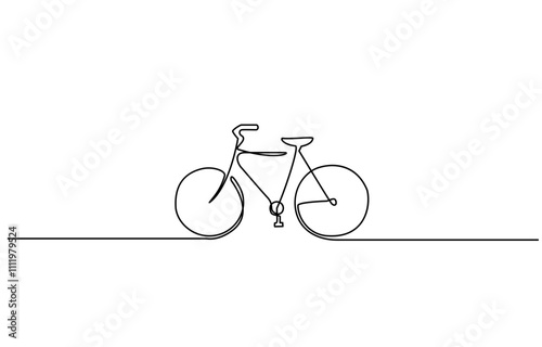 Bike vector illustration in one continuous editable line drawing style, Continuous one line drawing of bike or bicycle vector minimalism design, Bicycle Continuous Line Icon.
