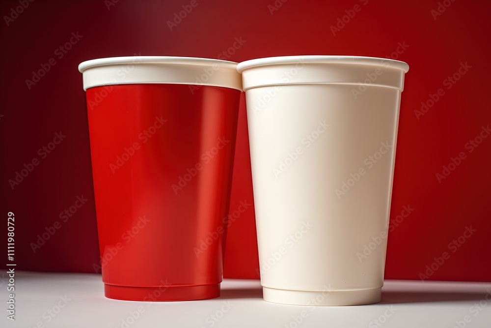 Empty red paper cup isolated on white background
Empty red paper cup isolated on white background