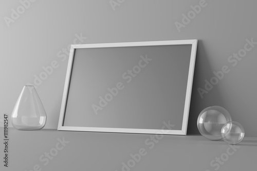 Photo Frame Mockup againsta a wall - 3D Illustration Render