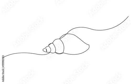 Continuous one line drawing of sea shell, Set of sea shells. Sea shells, mollusks, scallop, pearls. Tropical underwater shells continuous one line art, Pearl in a seashell one line art drawing.